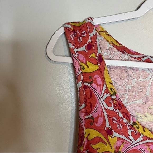 Soft Surroundings Pink Geometric Summer Maxi Dress 26E22 Sleeveless Cotton - Picture 3 of 7